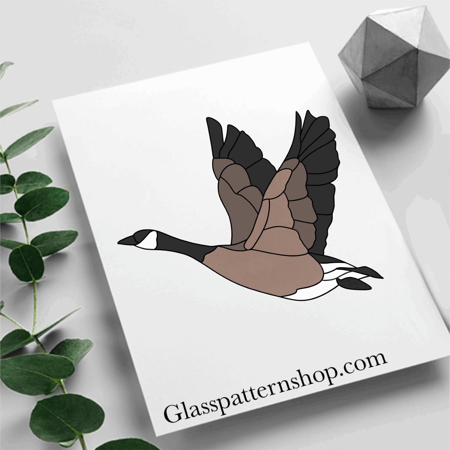 Canadian Goose stained glass pattern - digital download, resizable and customizable for various projects