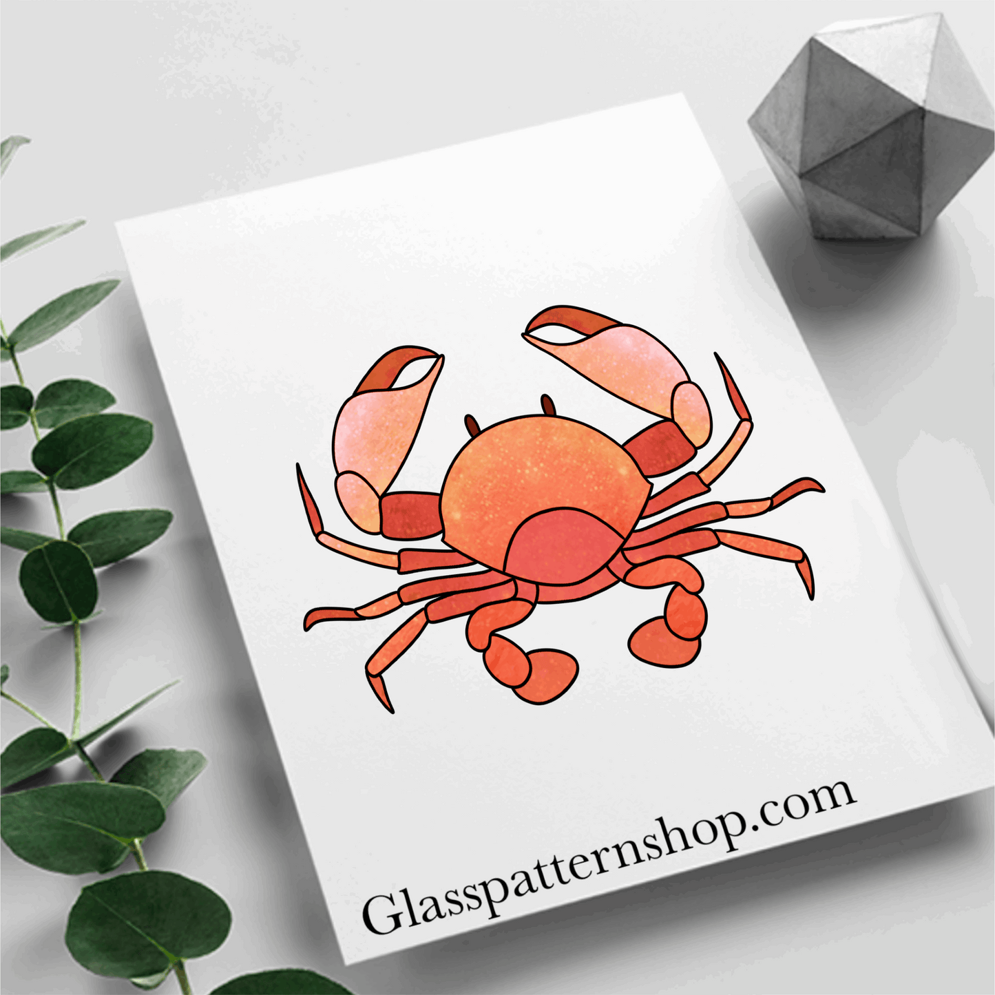 Crab Stained Glass Pattern - Printable Digital Design