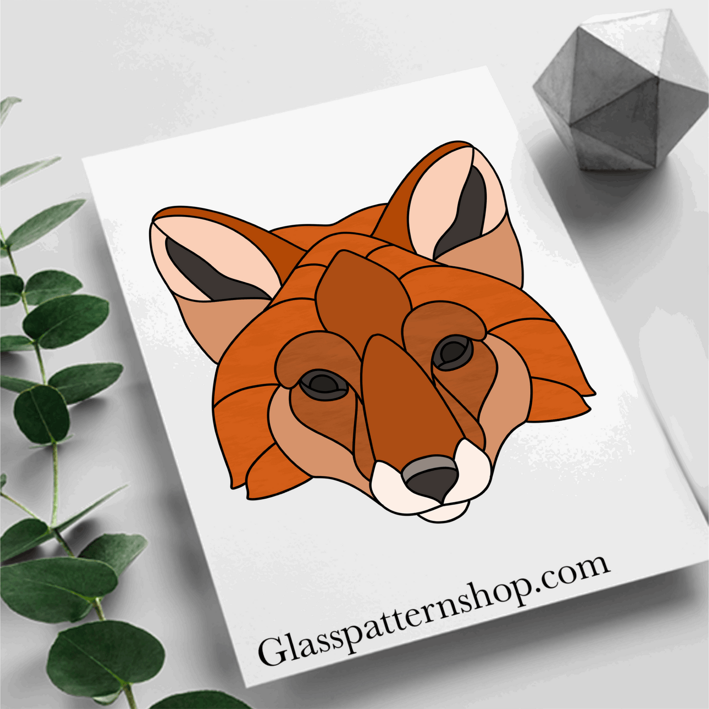Fox Head stained glass pattern – a digital design capturing the beauty of a woodland fox. Perfect for crafting suncatchers or window panels. Instant download in PNG, PDF, JPEG, and SVG.