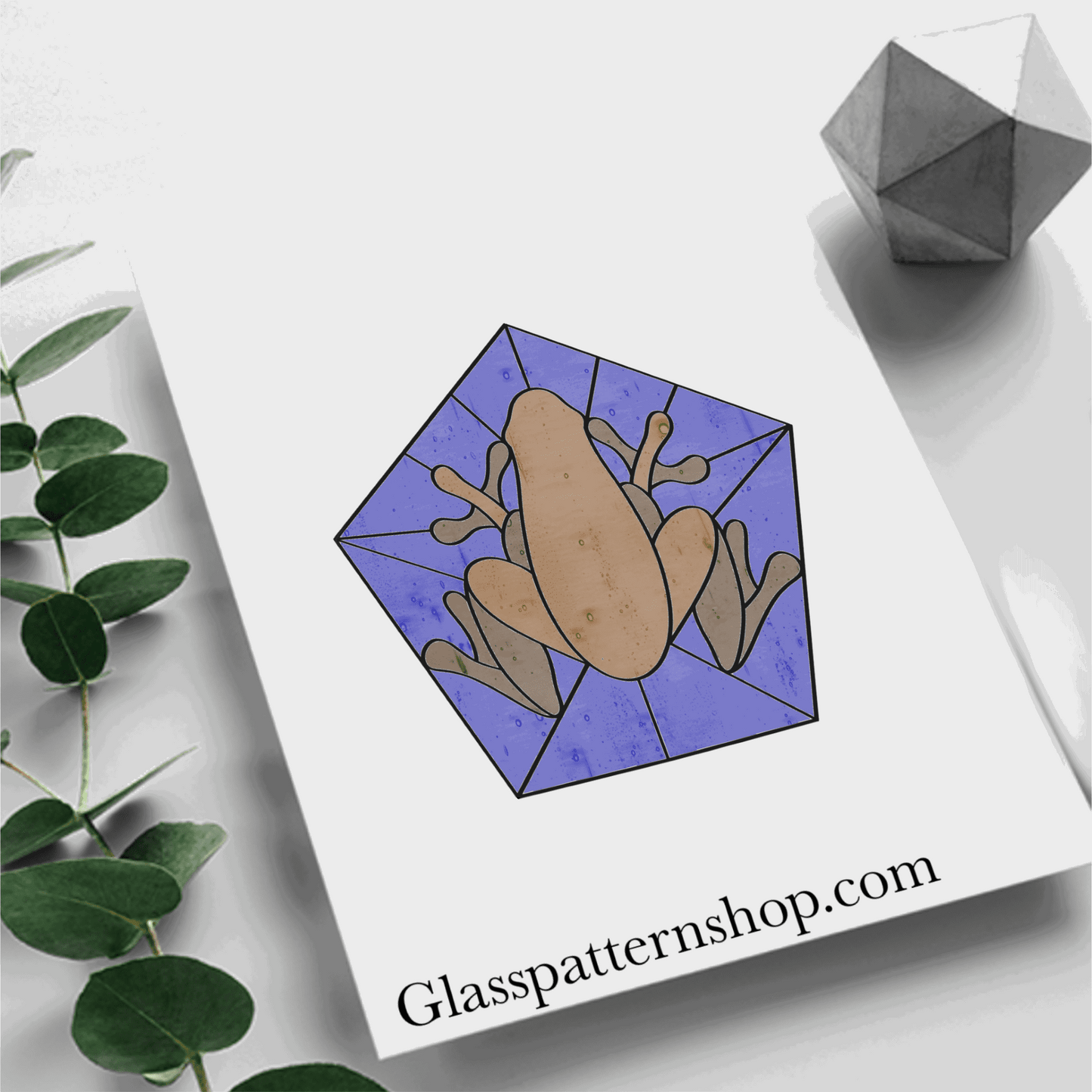 Magical Frog stained glass pattern digital download, wizard-inspired craft design for stained glass projects, printable and resizable for custom creative crafts
