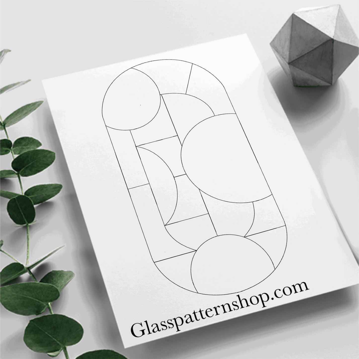 Geometric circles suncatcher stained glass printable pattern – digital download in PNG, PDF, JPEG, SVG formats. A bold, contemporary design featuring overlapping circles.