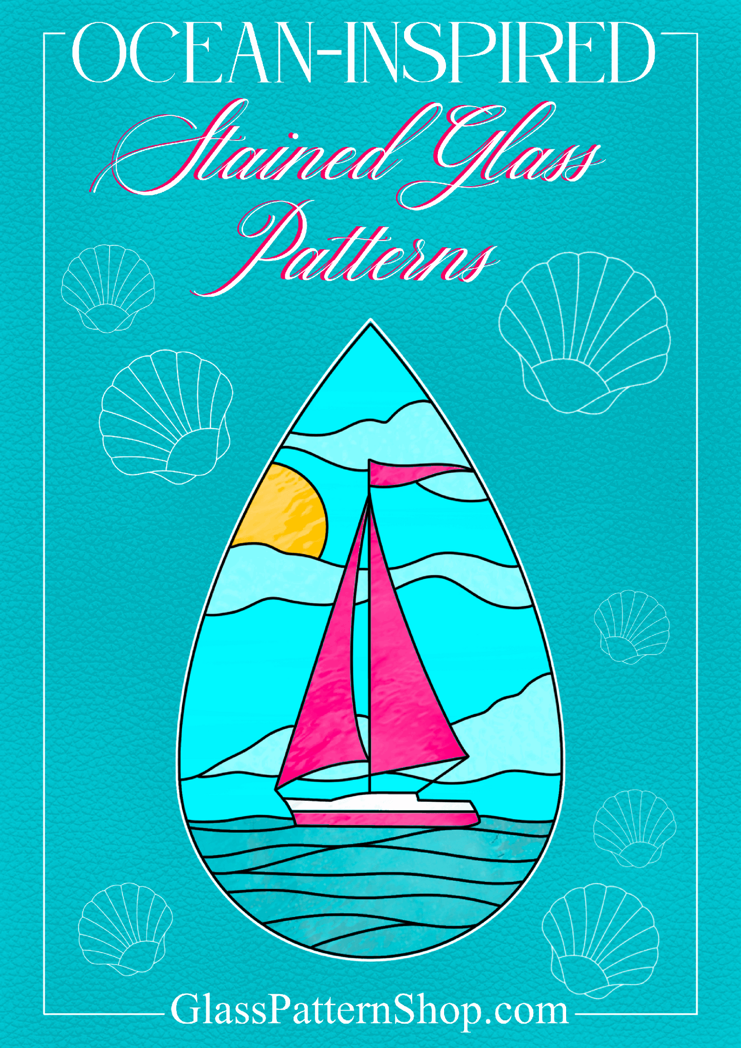 Ocean inspired Nautical stained Glass Pattern book - PDF Digital Download - Printable