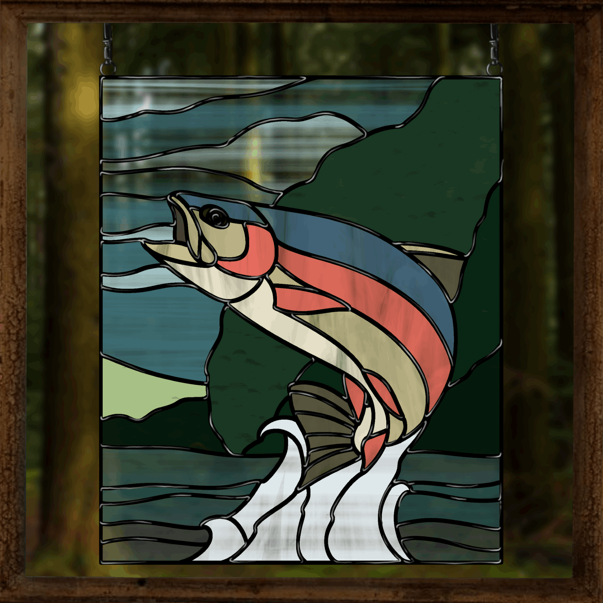 Trout Fish stained glass pattern - digital download, resizable and customizable for various projects