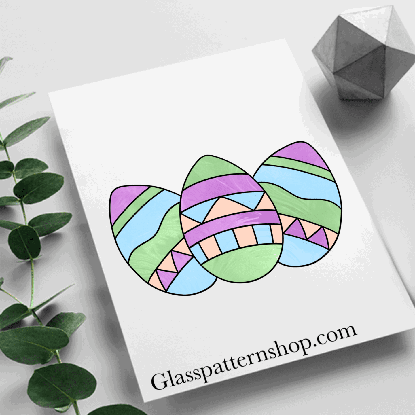 Decorative Easter Eggs Stained Glass Design – A trio of festive Easter egg patterns designed for stained glass projects.
