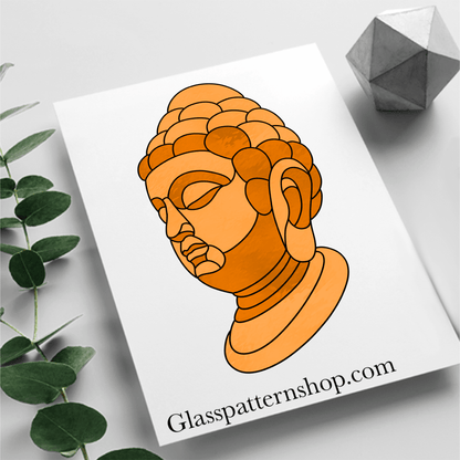 Buddha stained glass pattern, printable digital download, spiritual meditation design.