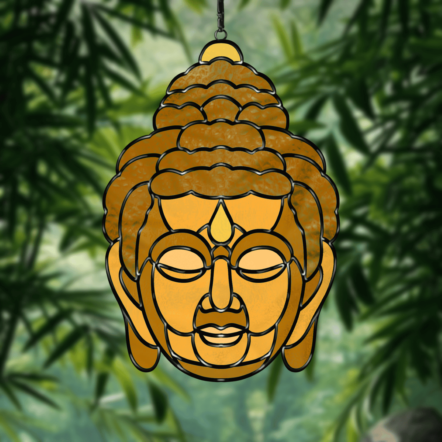 Buddha Head stained glass pattern – printable digital design for mindful glass art projects