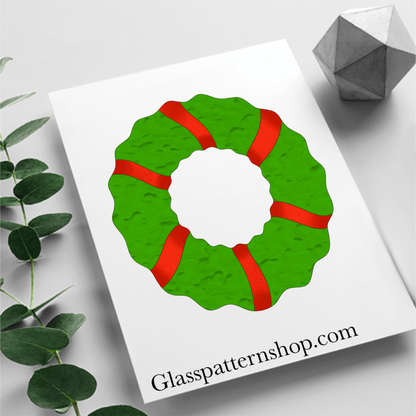 Digital stained glass pattern featuring a beautiful Christmas wreath, ideal for festive holiday decorations.