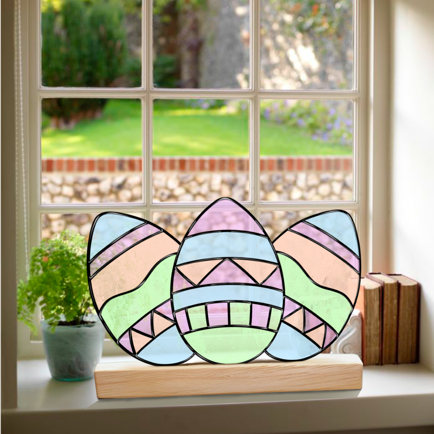 Decorative Easter Eggs Stained Glass Design – A trio of festive Easter egg patterns designed for stained glass projects.