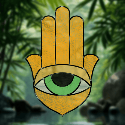 Hamsa Hand stained glass pattern – printable digital design for spiritual stained glass projects