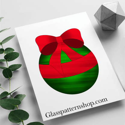 Digital stained glass pattern featuring a decorative Christmas bauble, ideal for holiday-themed designs