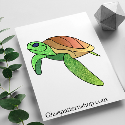 Turtle Stained Glass Pattern - Printable Digital Design