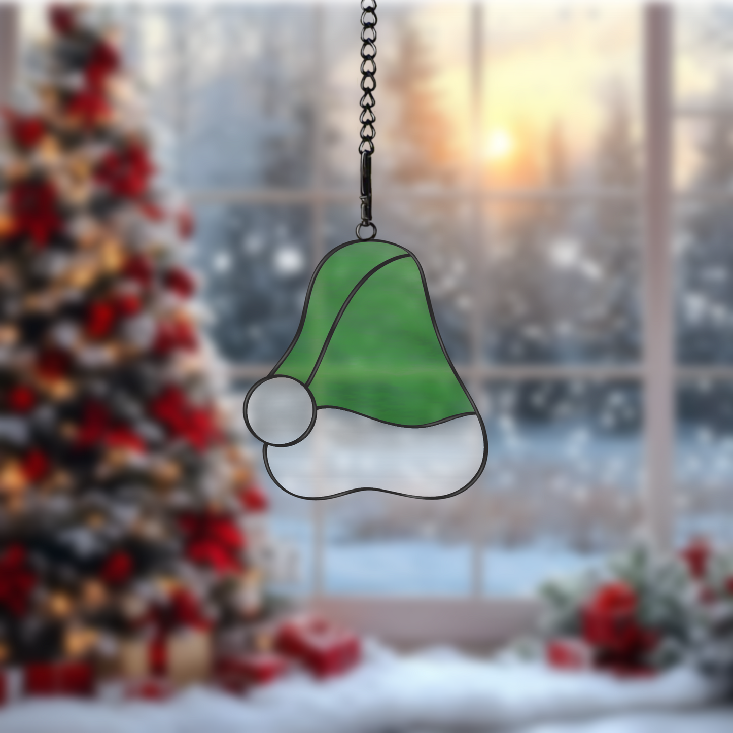 Santa Hat Stained Glass Pattern | Digital Download - Holiday Crafting