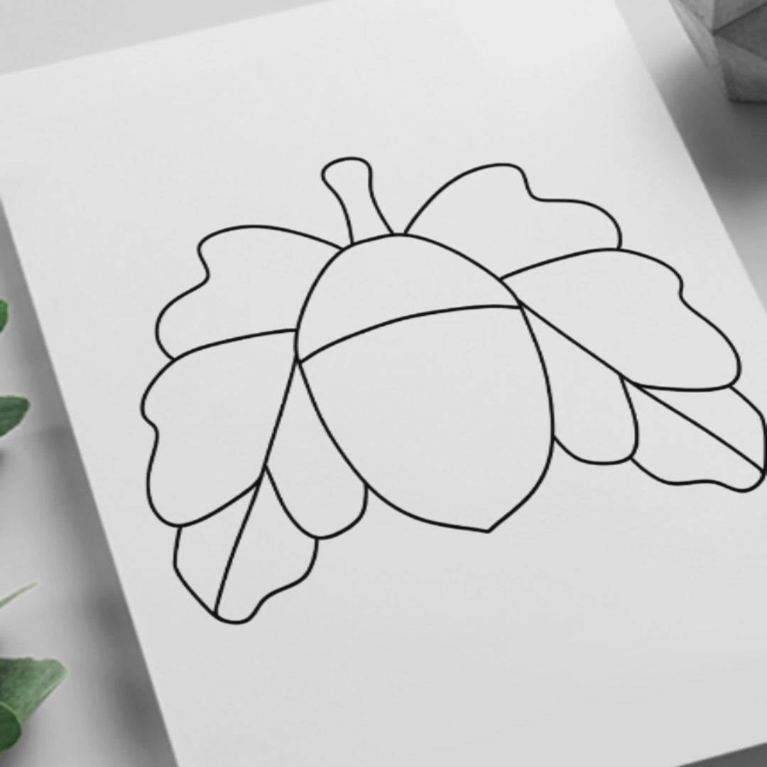 Printable acorn stained glass pattern – digital design for autumn suncatchers and crafts