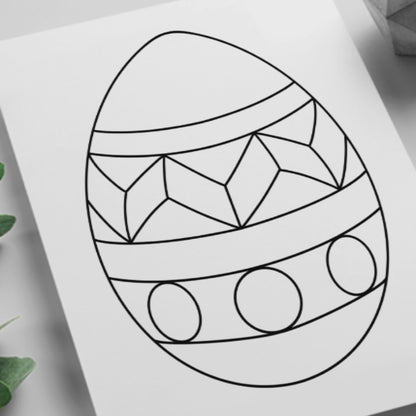 Easter Egg Stained Glass Pattern – A digital stained glass outline of a decorated Easter egg, perfect for seasonal crafting.