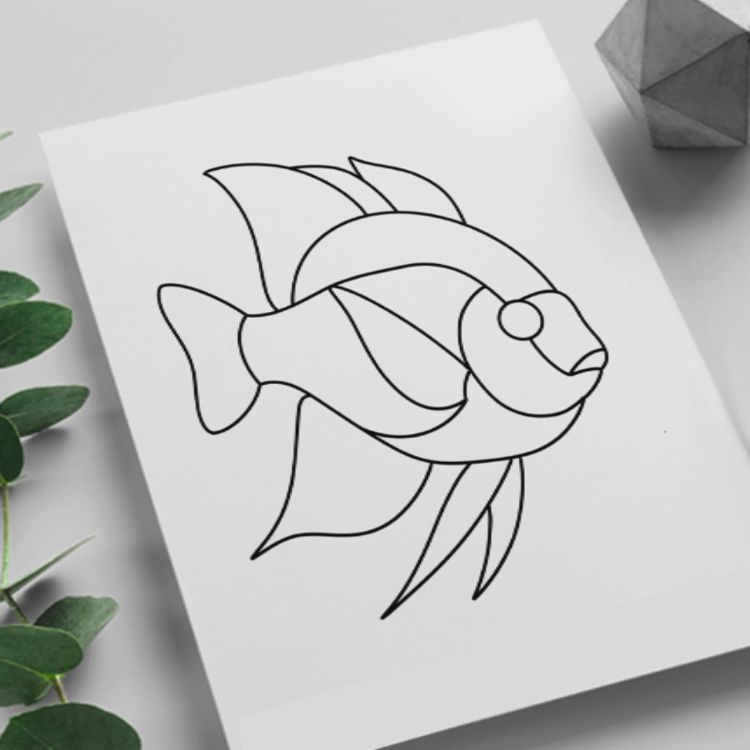 Tropical Fish Stained Glass Pattern - Printable Digital Design