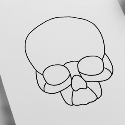 Skull stained glass pattern, printable digital download, spooky Halloween gothic design.