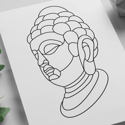 Buddha stained glass pattern, printable digital download, spiritual meditation design.