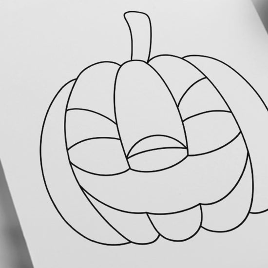 Halloween pumpkin stained glass pattern, jack-o’-lantern face, printable digital download.