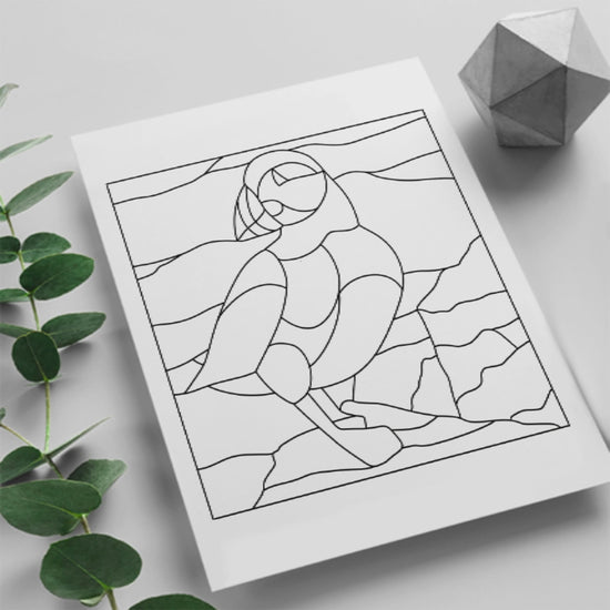 Puffin Stained Glass Pattern - Coastal Bird Design, Digital Download in PNG, PDF, SVG, and JPEG Formats, Resizable for Custom Stained Glass Projects