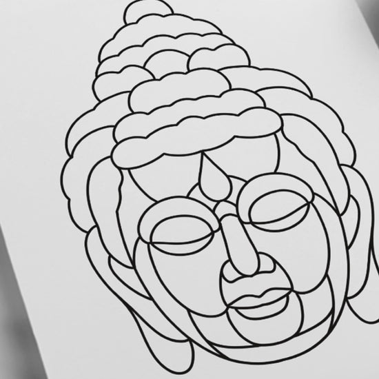 Buddha Head stained glass pattern – printable digital design for mindful glass art projects