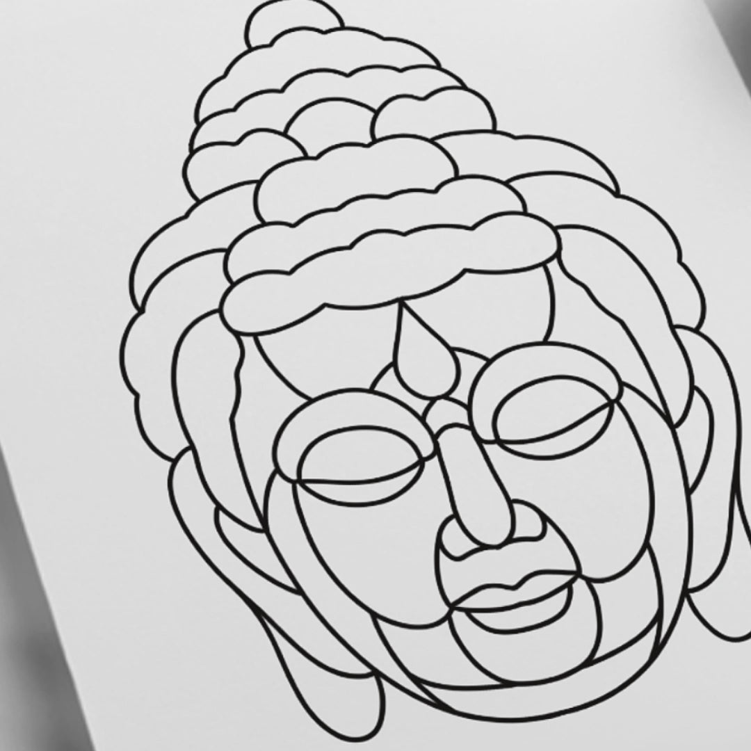 Buddha Head stained glass pattern – printable digital design for mindful glass art projects