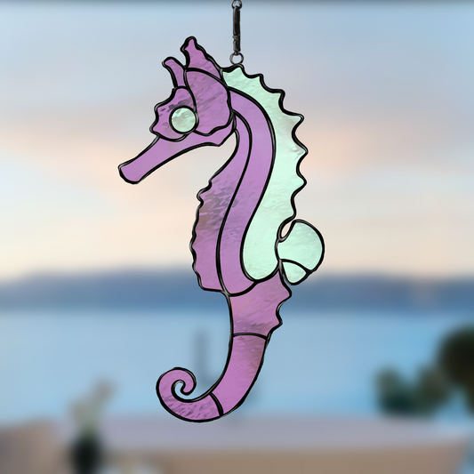 seahorse glass pattern for natutical themed decore such as suncatchers and ornaments.