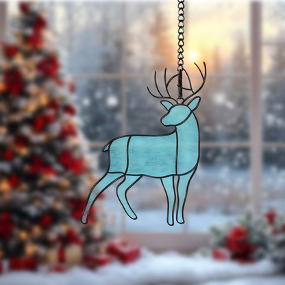 Digital stained glass pattern featuring a full reindeer, perfect for festive Christmas and holiday-themed designs.