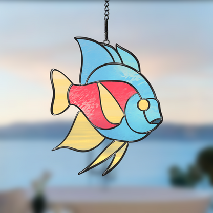 Tropical Fish Stained Glass Pattern - Printable Digital Design